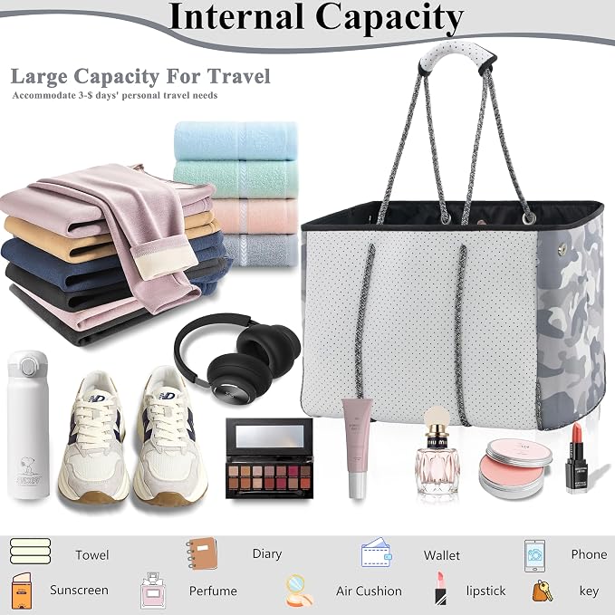 QOGiR Neoprene Multipurpose Beach Bag Tote with Inner Zipper Pocket … … … … - Image 7