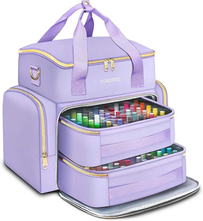 YOREPEK XL Nail Polish Organizer Holds 96 to 100+ Bottles, Lavender Purple | Gel x Nail kit Bag with 2 Removable Pouches Fits Nail Suppiles, UV lamp, Gifts for Manicurist, Women by YOREPEK