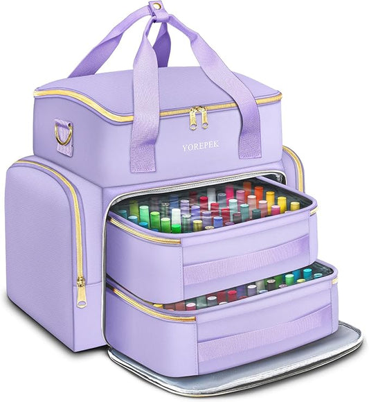 YOREPEK XL Nail Polish Organizer Holds 96 to 100+ Bottles, Lavender Purple | Gel x Nail kit Bag with 2 Removable Pouches Fits Nail Suppiles, UV lamp, Gifts for Manicurist, Women by YOREPEK