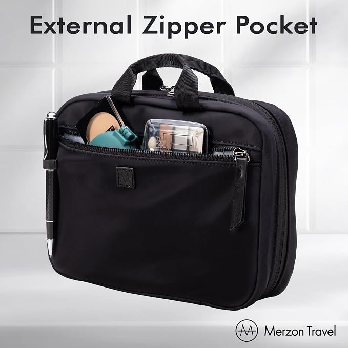 The All Week Kit from Hanging Toiletry Bag for Extended Trips with Multi Compartment Storage Large Travel Toiletry Organizer with Hook Made from Sturdy Water Resistant Nylon HNG-733-BLK - Image 6