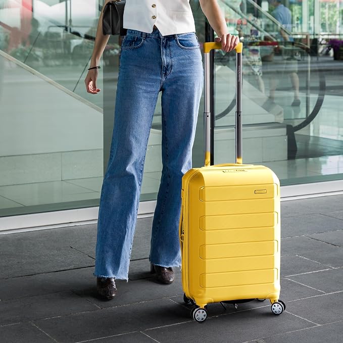 Traveler's Choice Pagosa Hardshell Expandable Luggage with Spinner Wheels, Yellow, 2-Piece Set (22/27) - Image 3