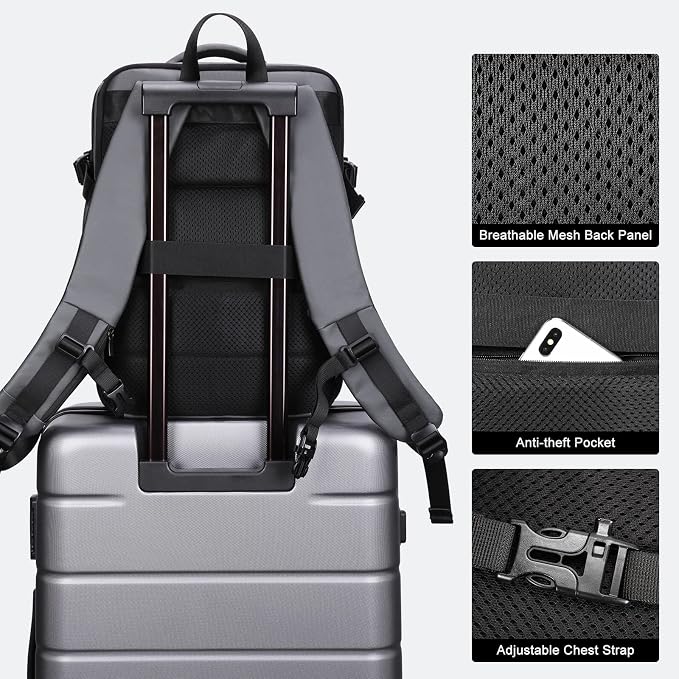 HOMIEE 40L Expandable Carry on Backpack Fit 15.6 Inch Laptop for Travel | USB Charging Port TSA Approved Personal Item Backpack Waterproof Luggage Suitcase for Business Weekender - Image 5
