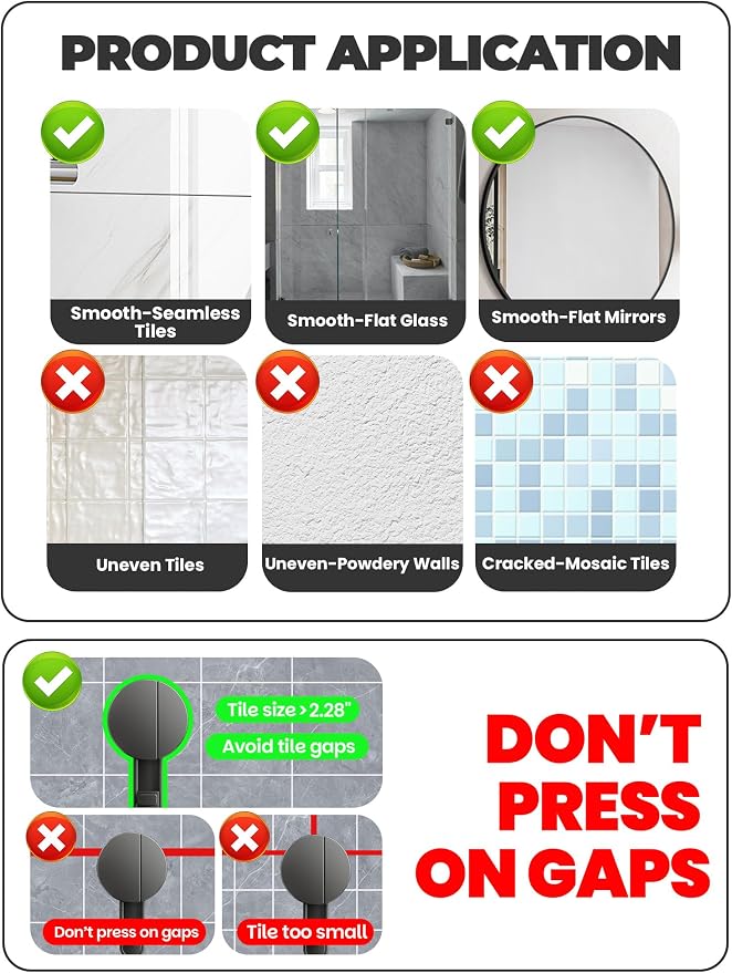 Suction Cup Shower Caddy,No Drilling Corner Shower Shelves Heavy Duty,Shower Organizer with Hooks,Rustproof Waterproof Space Aluminum Bathroom Storage,Home Accessories Decor - Image 9