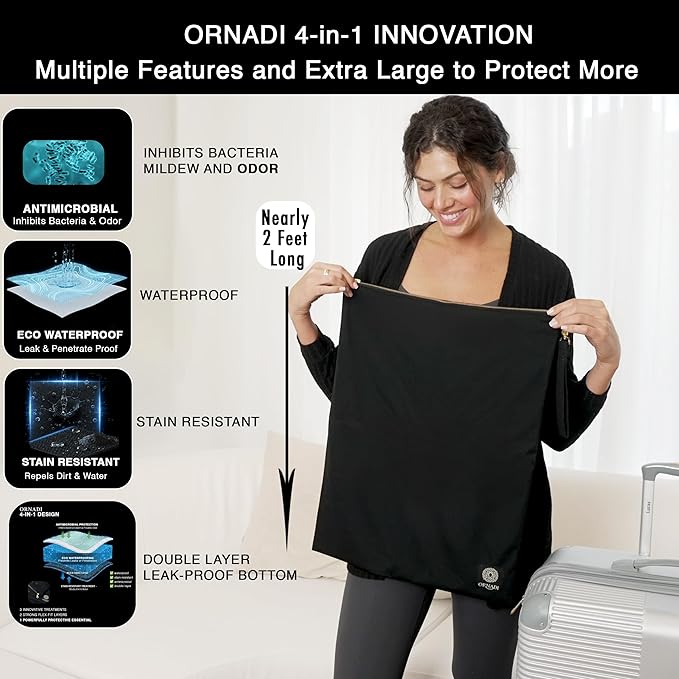 Ornadi XL Antimicrobial Waterproof Travel Laundry Bag Odor Mildew Control - Image 2