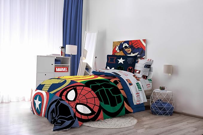 Marvel Avengers Twin Comforter Set 5 Piece Kids Bedding for Boys, Multi | Captain America, Bed in a Bag, Comforter Sheets Sham Pillowcase, Official Brand, Soft Microfiber, Machine Washable, Boys Gift - Image 7