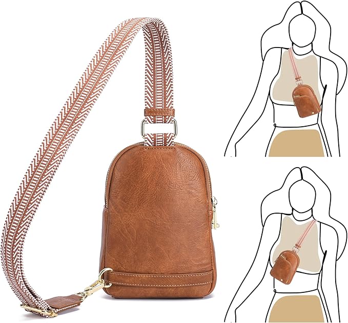 INICAT RFID Blocking Sling Bag,Anti Theft Crossbody Bags for Women,Travel Gifts Fanny Pack Cross Body Purses Woman Leather