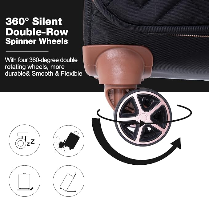 Travelhouse 4-Piece Softside Luggage Set with Spinner Wheels | Lightweight expandable suitcases: 16" underseat duffel bag + 20" carry-on + 24" + 28" checked - Image 6