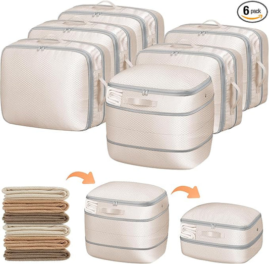 DIMJ Compression Storage Bags 6 Pack - Blanket Storage Bags with Window Zipper, Ultra Space Saving Self Compression Organizer for Puffer Jacket, Bedding, Lightweight Comforter Duvet, Sweater by DiMJ