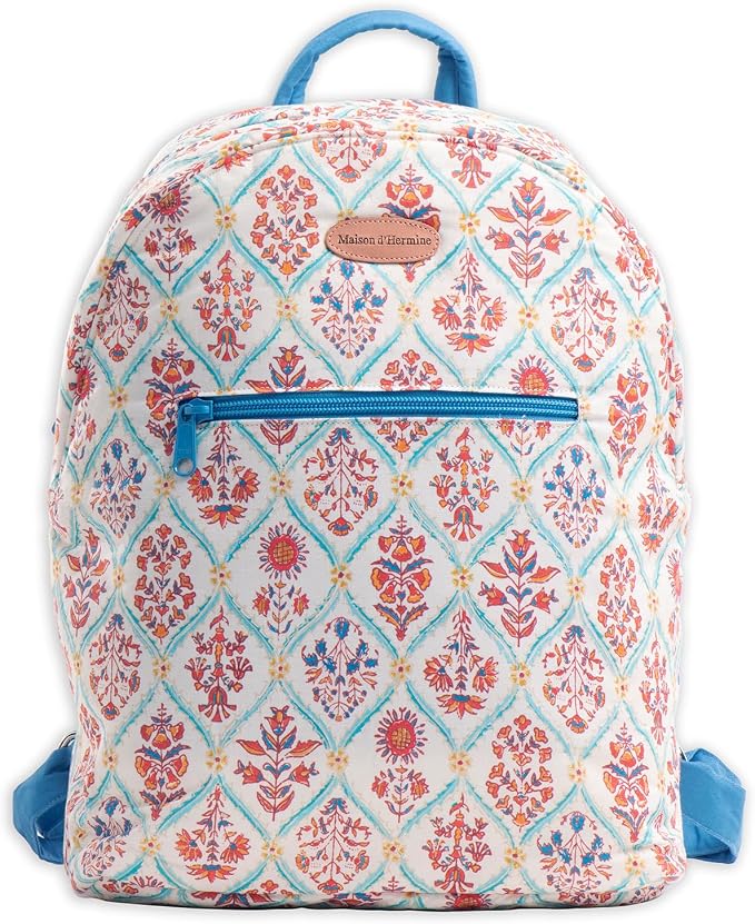 Maison d' Hermine Backpack for Women Men Cotton Shoulder Multipurpose Rucksack with Small Pouch Lightweight Multi Pocket Bag for Travel Work Beach Perfect for Spring Summer (Albane) by MaisondHermine