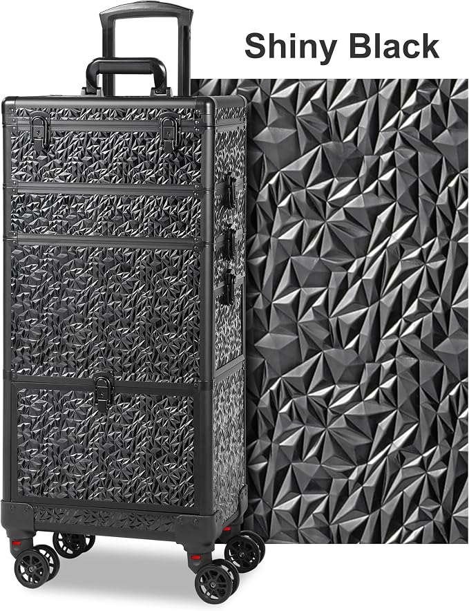 Rolling Makeup Case with Large Drawer, Makeup Train Case with Tray, Cosmetology Case on Wheels, Travel Makeup Case Organizers, Professional for Salon Barber, Nail, Tattoo, Black - Image 8
