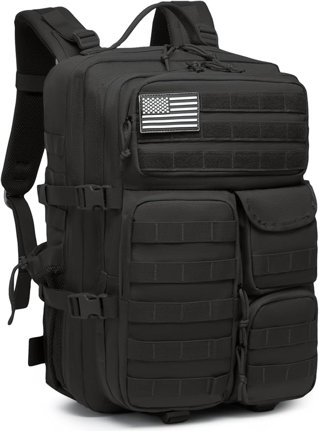 Wotony Tactical Backpack - Military waterproof backpack with multiple pockets and tactical gear for the outdoors (Black, 45L) by Wotony