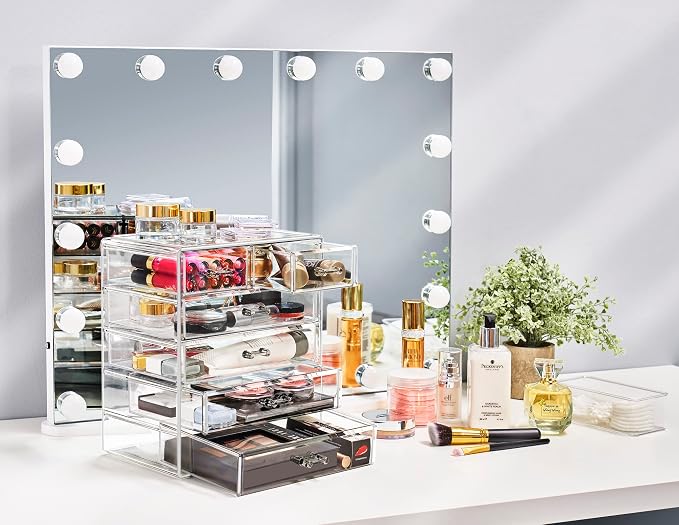 Sorbus Acrylic Makeup Organizer Set, 6-Drawer Vanity & Countertop Cosmetic Storage with Small & Wide Drawers, Clear Makeup Storage for Brushes, Lipsticks, Jewelry – Holiday Gift for Women & Teens - Image 2