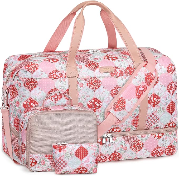 IBFUN Weekender Bags for Women, Travel Duffle Bag with Shoe Compartment Carry on Weekender Overnight Duffel for Weekend Travel Business Trip 3PCS by IBFUN
