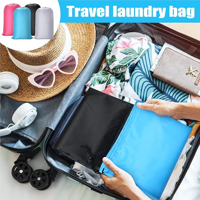 Sanwuta 40 Pcs 38" x 24" Large Laundry Bags Bulk Travel Laundry Bags with Drawstring Closure Lock Washable Heavy Duty for Dirty Clothe Camping College Dorm Apartment (Black,Gray,Sky Blue,Pink) - Image 6