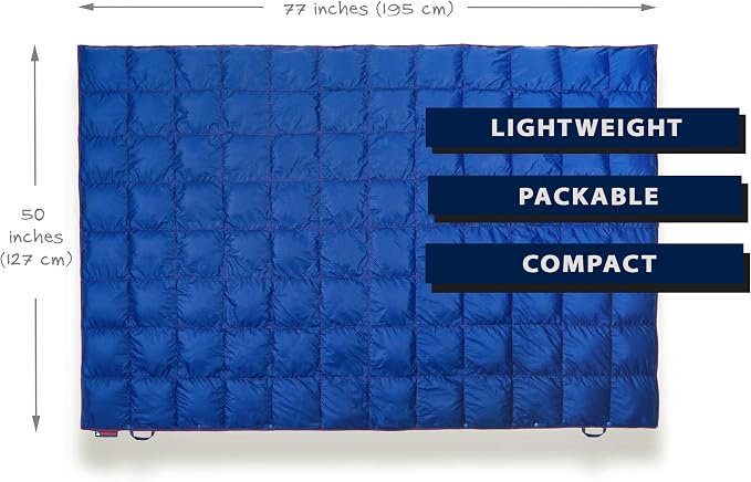 Get Out Gear Down Camping Blanket - Puffy, Packable, Lightweight and Warm | Ideal for Outdoors, Travel, Stadium, Festivals, Beach, Hammock | 650 Fill Power Water-Resistant Backpacking Quilt - Image 4