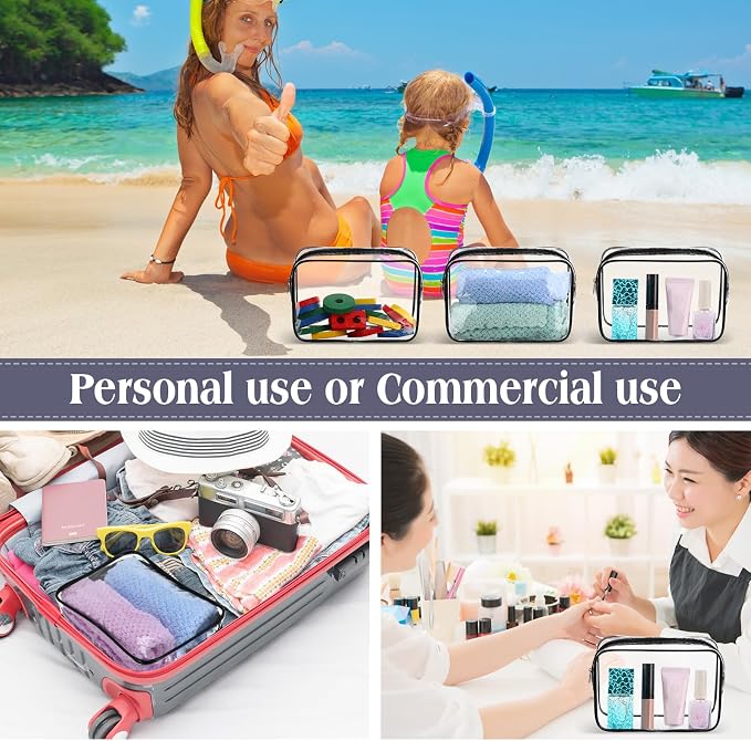 Sanwuta 100 Pcs Clear Makeup Bags Bulk Toiletry Bag for Travel Transparent Cosmetic Bag PVC Waterproof Travel Small Pouches with Zipper for Men and Women (Black) - Image 5