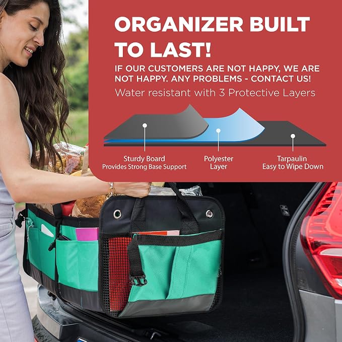 Teal Car Trunk Organizer for SUV & Auto Cargo Storage, Large | Fits Cars, SUVs & Trucks Reduces Trunk Clutter Keeps Items Within Reach Great for Shopping Easy Storage Car Accessories - Image 5