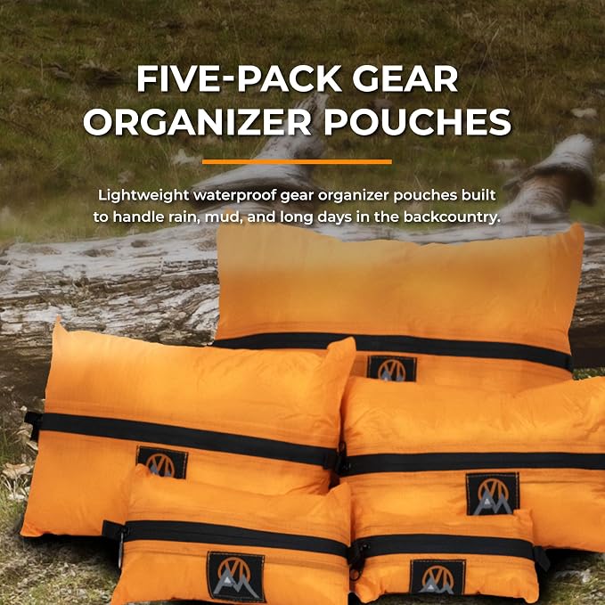 VIAM Outdoors G3 Glacier Gear Grab Tool Bag Zipper Pouch, Premium Utility Multipurpose Storage Organizer Tool Pouches for Hunting, Camping, Backpacking, Travel - 5pc Orange - Image 2