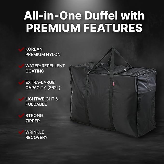 Plago Professional Quality Extra Large Nylon Duffel Bag – Lightweight, Foldable, Water-Repellent Cargo Bag for Travel & Camping, Folding Bike, Tent, Mattress, Blankets, and Closet Storage - Image 3