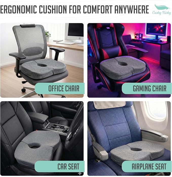 Cushy Tushy Tailbone Pain Relief Cushion - Premium Foldable Travel Tailbone Seat Cushion - for Relief of Lower Back, Sciatic, Butt and Tailbone Pain - Perfect for Home, Office & Driving - Image 7