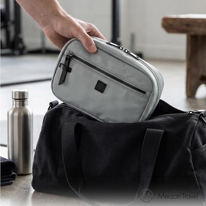 The Tomorrow Kit, Hanging Toiletry Bag with Dual Compartments Organized Travel Toiletry Organizer with Hook Closure Made from Sturdy Water Resistant Nylon HNG-732-SLV Silver - Image 8