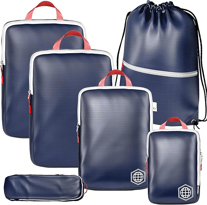 Extra Large Compression Packing Cube 6 Piece Set for Travel and Check Luggage by TRIPPED Travel Gear by TRIPPEDTravelGear