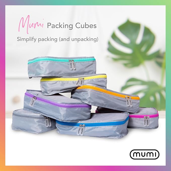 MUMI Packing Cubes for Travel - 5 Set Luggage Organizer Bags, Gray | Travel organizer bags for suitcases, carry on and backpack; holds clothes, kids items and accessories - Image 2