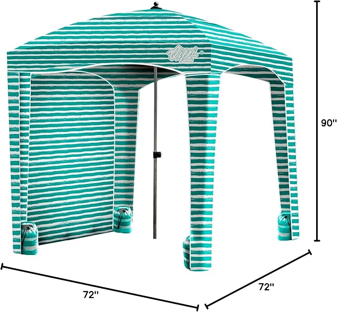 Qipi Beach Cabanas for Sand, Beach Canopy with Sandbags & Side Wall for Family, Easy Set Up Sun Shelter, UPF 50+ UV Protection with Roof Vent - Image 10