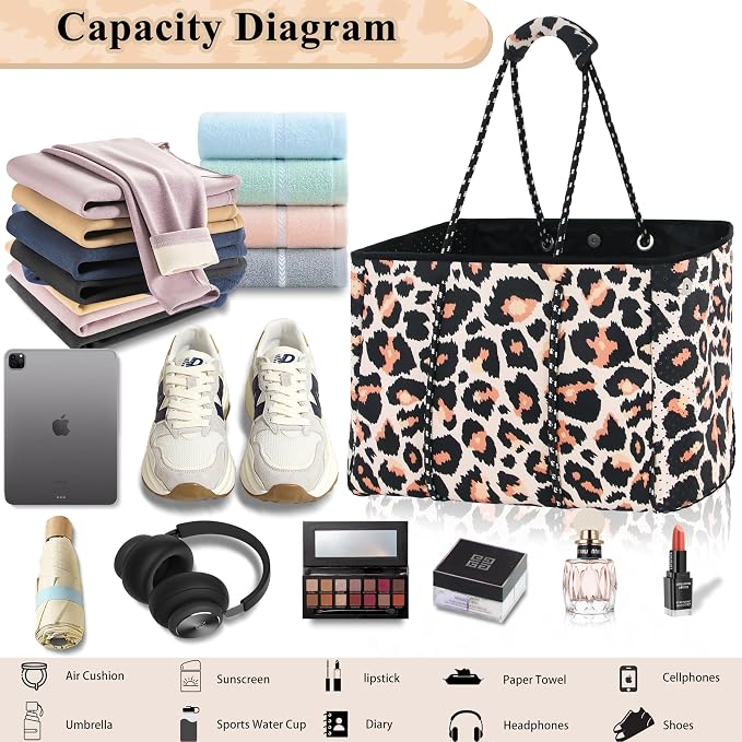QOGiR Neoprene Multipurpose Beach Bag Tote with Inner Zipper Pocket … … … … - Image 5