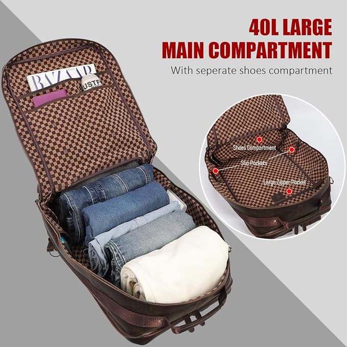 STAR VISTA Voyager-02 Full Grain Leather Travel Backpack, 40L Luxurious Capacity, All-in-One Duffle Backpack for Global Jet-set Voyagers, 17.3" Laptop Compatible, Canvas Lining - Image 3