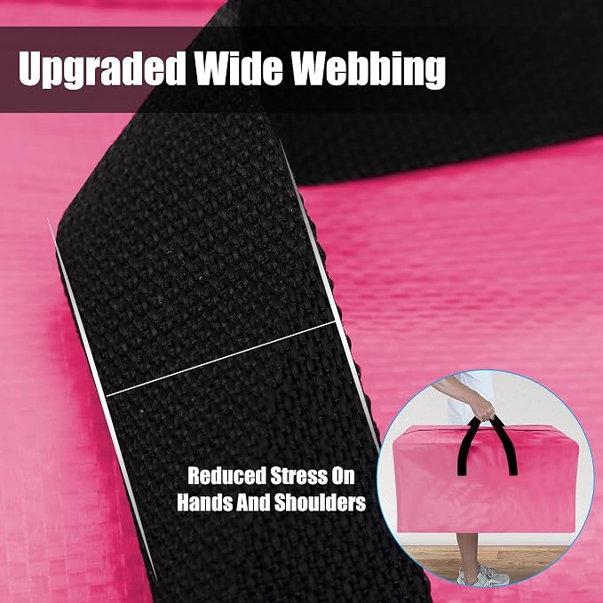 Cosy Family 4 Pack Heavy Duty Extra Large Moving Bags with Backpack Straps - Strong Handles & Zippers, Storage Totes For Space Saving, Fold Flat, Alternative to Moving Box, Pink - Image 2