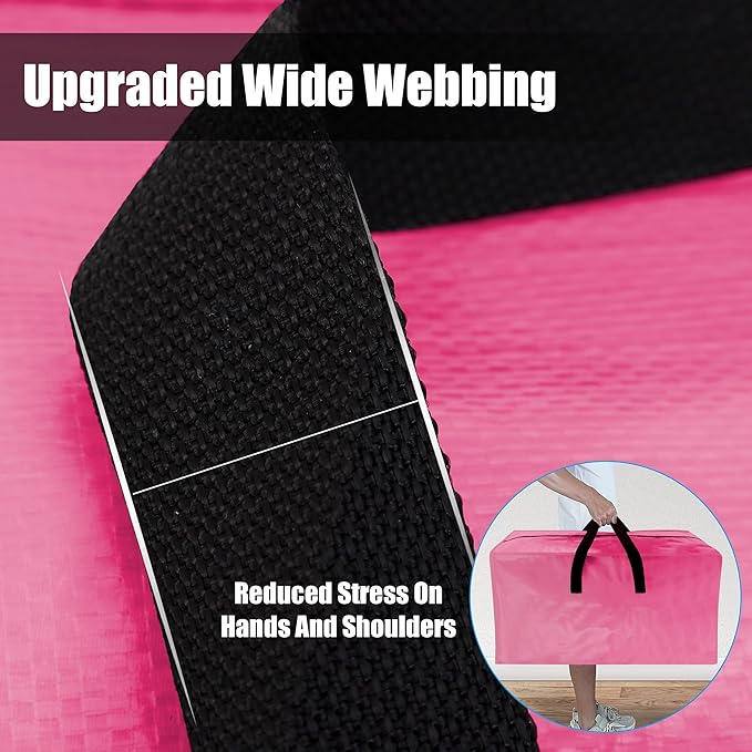 Cosy Family 12 Pack Heavy Duty Extra Large Moving Bags with Backpack Straps - Strong Handles & Zippers, Storage Totes For Space Saving, Fold Flat, Alternative to Moving Box, Pink - Image 2