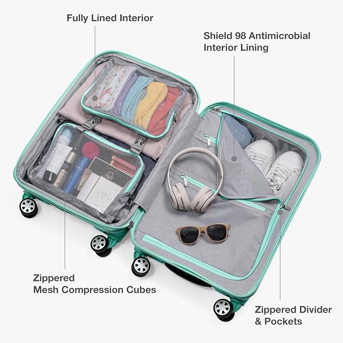 Traveler's Choice Pagosa Hardshell Expandable Luggage with Spinner Wheels, Mint, 2-Piece Set (22/27) - Image 8