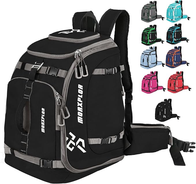 MORXPLOR Ski Boot Bag - 65L Padded, Waterproof Ski Travel Backpack for Gear & Accessories by MORXPLOR