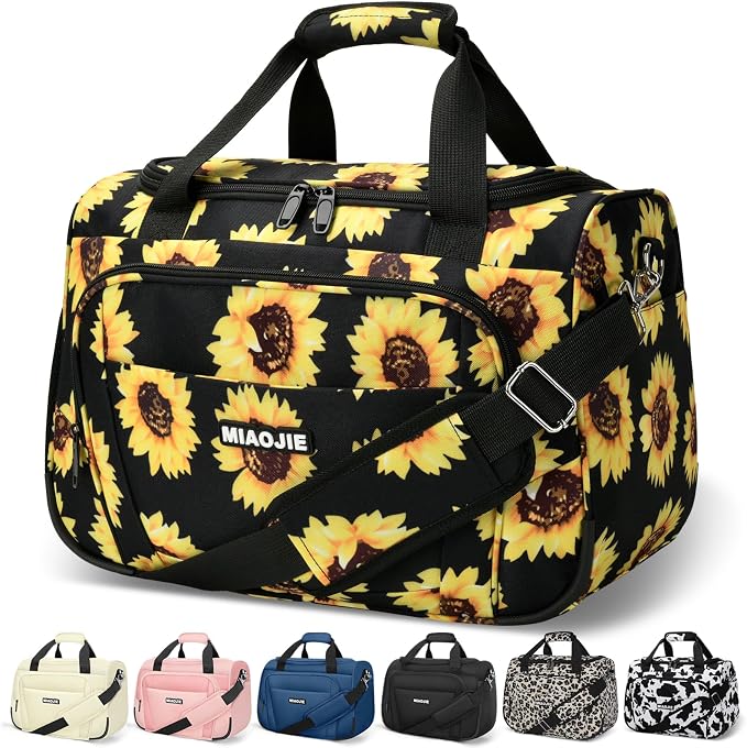 Underseat Carry On Luggage Lightweight Travel Tote Weekender Bag Overnight Duffle Bag for Travel, Travel Essentials Personal Item Travel Bag for Women and Men, Sunflower-16Inch by MIAOJIE