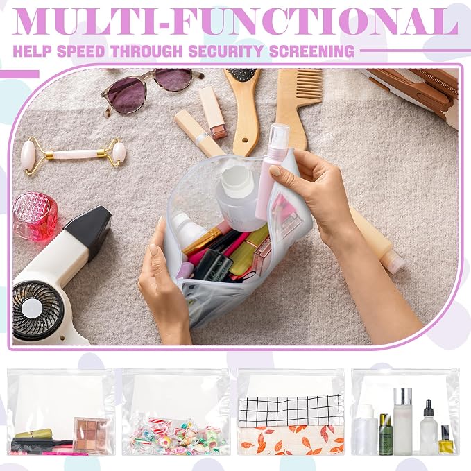 Xuniea 100 Pcs Mini Clear Makeup Bag PVC Small Travel Toiletry Organizer Pouches Bulk Waterproof Transparent Plastic Cosmetic Bag with Zipper for Women Men Travel(7.9'') - Image 4