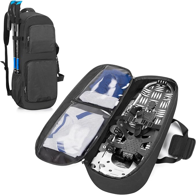 DSLEAF Snow Shoes Bag for 19”-25” Snowshoes, Snowshoes Backpack with Pockets for A Pair of Poles and Other Accessories, Easy to Carry with Shoulder Strap and Handle, Bag Only by DSLEAF