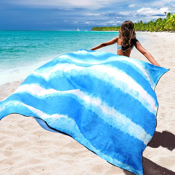 AISPARKY Beach Blanket Waterproof Sandproof Extra Large, Oversized Beach Mat, Quick Drying&Compact&Lightweight, Picnic Blankets Vacation Essentials for Outdoor Beach Camping (79" X 83" (4 Person)) - Image 4
