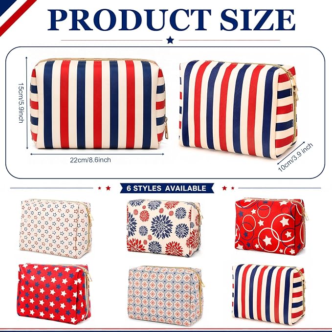 FoldTier 6 Pcs Star Makeup Bags Bulk for Women Travel Cosmetic Bag with Zipper Organizer Toiletry pouch 8.7 x 5.9 x 3.9 Inch Pencil Pouch for Back to School Party Favor - Image 2
