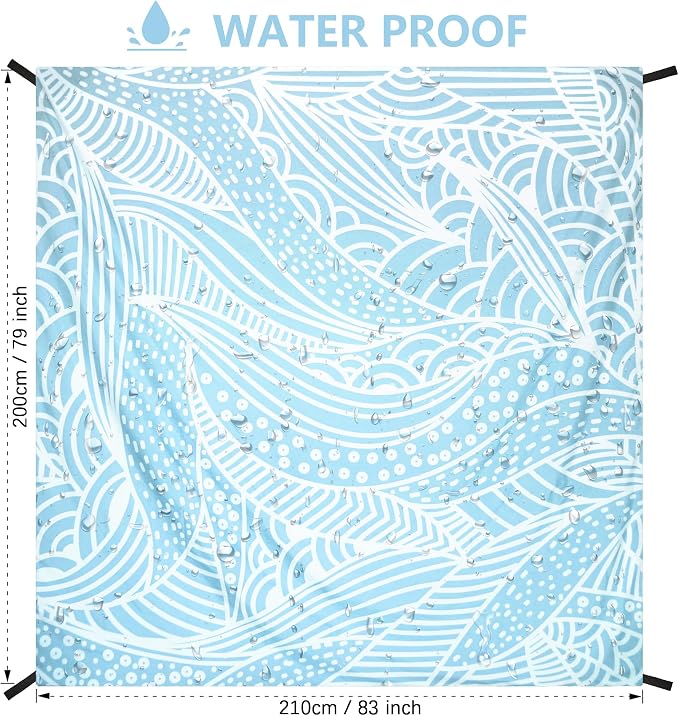 HIHOHO Beach Blanket Waterproof Sandproof Beach Mat for 1-8 Adults Quick Drying Durable Outdoor Picnic Mat for Beach Festival Travel Camping Hiking (BL-Ripple, 79"×83"(4 Person)) - Image 3