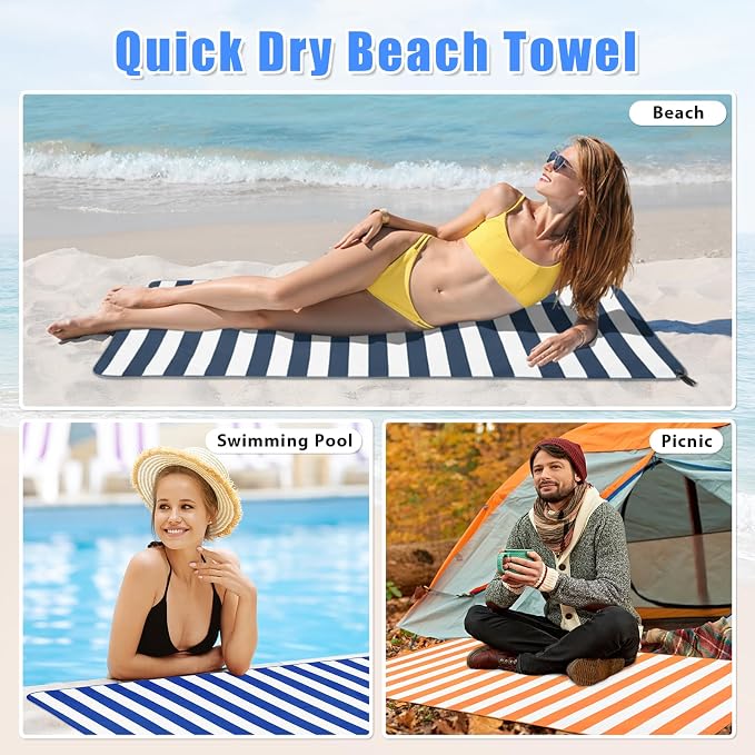 Sfee 2 in 1 Microfiber Beach Towel, Quick Dry Towel Camping Towel Travel Towel Super Absorbent Compact Lightweight Sports Gym Towels Set for Beach, Gym, Hiking, Pool, Backpacking, Bath, Yoga - Image 4