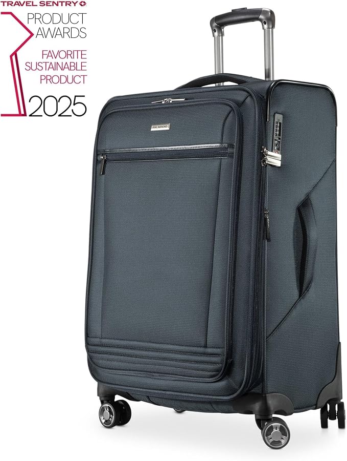 Ricardo Beverly Hills Avalon Softside 2-Piece Luggage Set Made with Sustainable 100% Recycled PET (rPET), Lightweight, Eco-Friendly Travel, Expandable, Dual Spinner Wheels, Storm Blue, (20" & 24") - Image 2