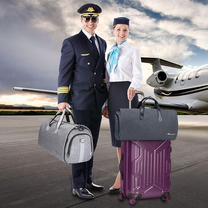 Modoker Convertible Garment Bag with Shoulder Strap, Carry on Garment Duffel Bag for Men Women - 2 in 1 Hanging Suitcase Suit Travel Bags, Grey - Image 6