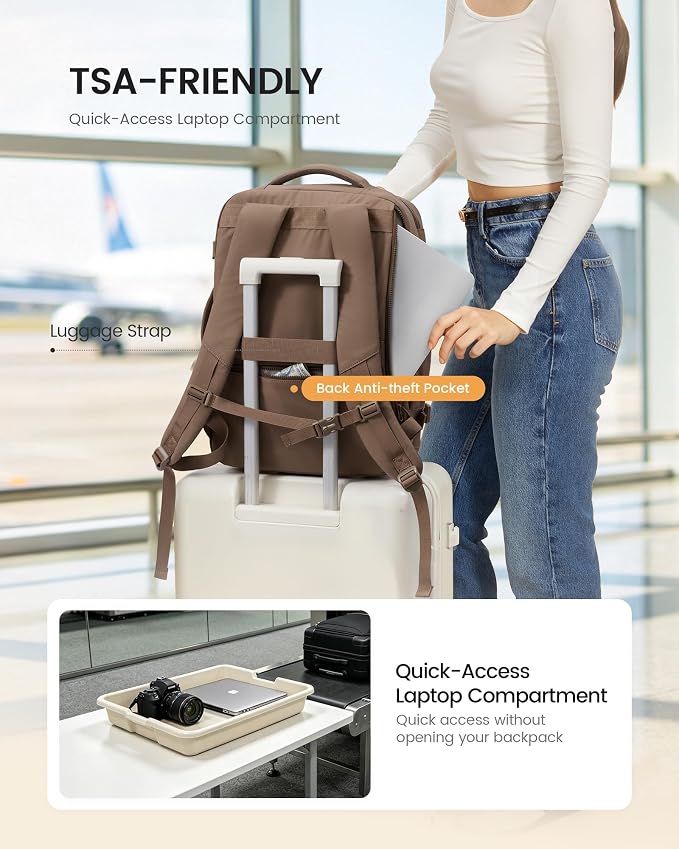 LOVEVOOK 40L Travel Backpack for Women Men, Airline Approved Carry On Luggage, Multi-Pocket TSA Personal Item Bag fits 17 Inch Laptop, Waterproof Weekender Overnight Suitcase Travel Essentials - Image 6