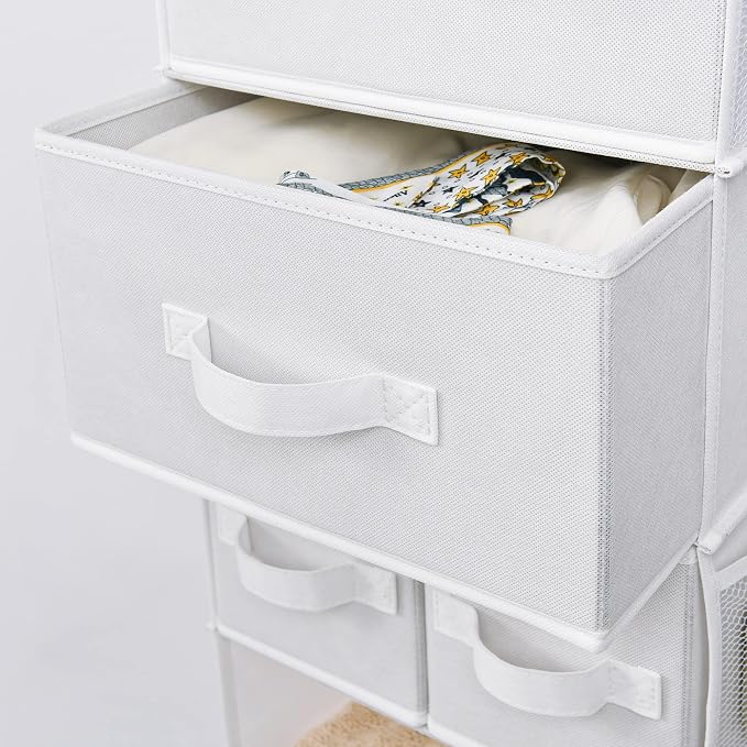 GRANNY SAYS 6-Shelf Hanging Organizer for Closet, Separable to 2 Pack 3-Shelf Hanging Shelves, Organization and Storage with 3 Different Drawers, 4 Side Pockets, White, 1-Pack - Image 8