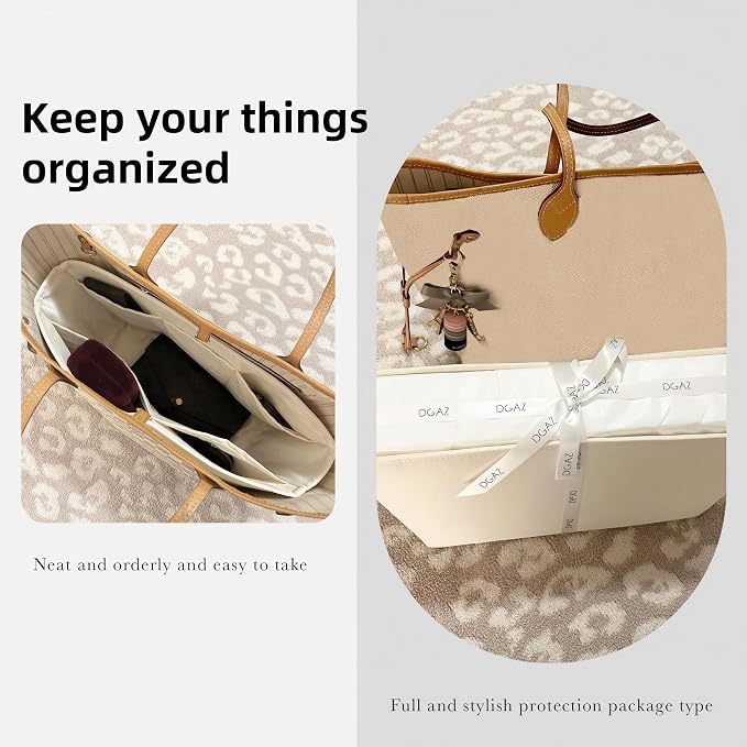 DGAZ Purse Organizer Insert Fits Neverfullbag Mini/PM/MM/GM，Silk Bag Organizer，Luxury Handbag & Tote Shaper（MM, Craie） - Image 8