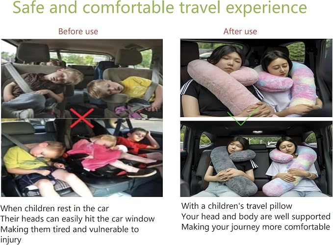 Car Travel Pillow, car Pillow for Kids and Adults, Ergonomic Travel Pillow Providing Neck and Body Support, a Sleep aid, Children's Travel Pillow - Gray - Image 5