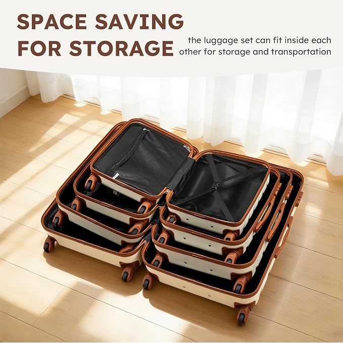 Suitour 4 Piece Luggage Sets, Hard Shell Suitcase Set with Spinner Wheels 16 20 24 28inch Travel Sets(Beige Tan) - Image 8