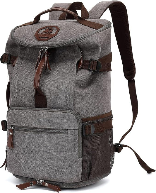 Kalesi Gym Duffle Bag Backpack 4-Way Vintage canvas with Shoes Compartment for travel Sport Hiking laptop (Vintage grey) by Kalesi