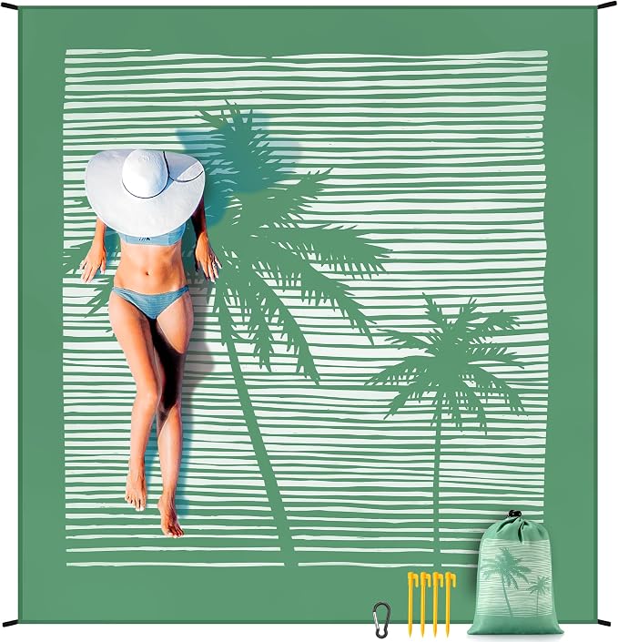 HIHOHO Beach Blanket Waterproof Sandproof Extra Large Beach Mat 79" X 83"/120"x108"for 1-8 Adults Quick Drying Durable Outdoor Picnic Mat for Beach Travel Camping Hiking by HIHOHO